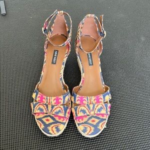 Nine West espadrilles with ankle strap, slight discoloration along seam- see pic